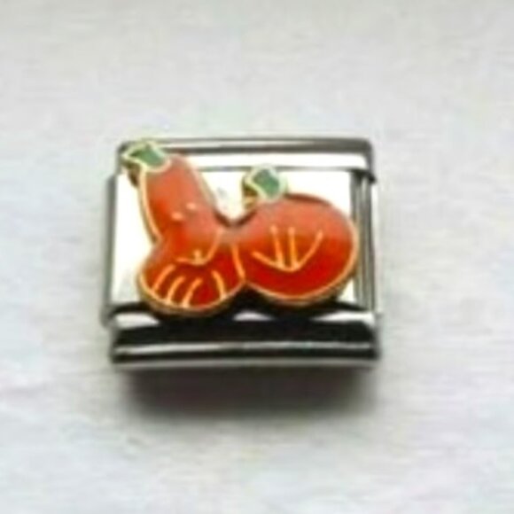 Two enamel happy pumpkins 9mm stainless steel italian charm bracelet link new - Picture 1 of 2